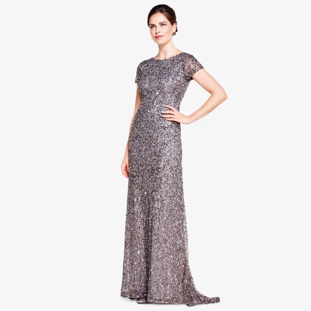 ADRIANNA PAPELL | Scoop Back Sequin Gown